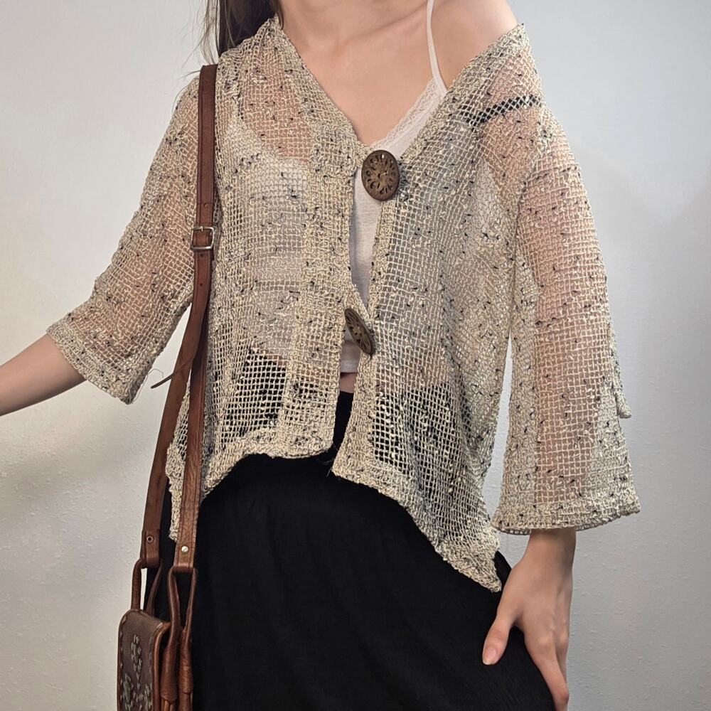 Sheer Knit Fairy Grunge Boho Festival Top Y2K Layering Hippie Size Medium